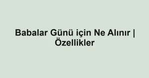 Babalar Günü için Ne Alınır | Özellikler
