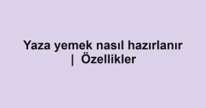 Yaza yemek nasıl hazırlanır | Özellikler